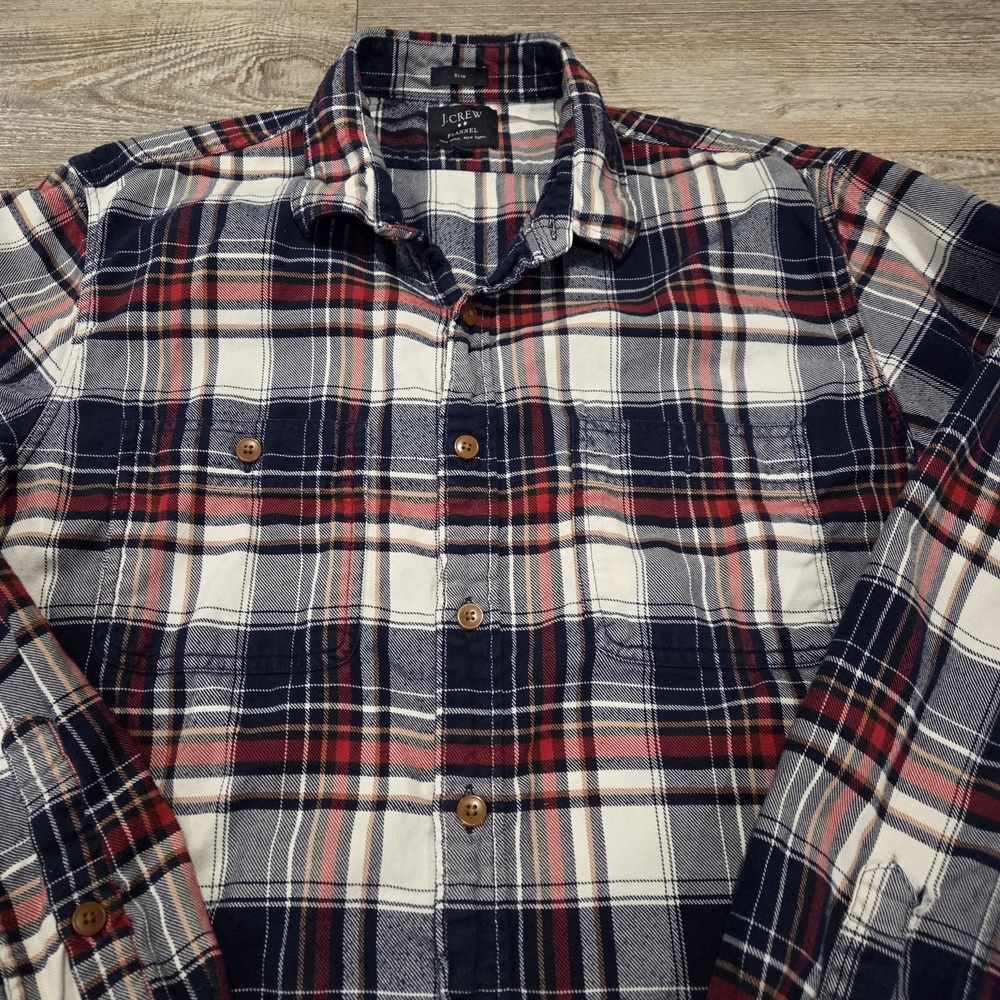 J.Crew Button Down Flannel Slim Fit Long Sleeve Shirt Mens Size Large - Picture 2 of 8